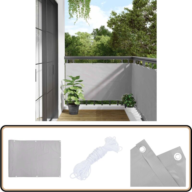 Vidaxl - cran d'intimité de balcon gris 300x90 cm pvc - Brise Vue Balcon - Ecran D'intimité - Cloture Pliable - Protection Solaire - Décoration