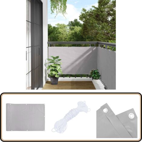 Écran d'intimité de balcon gris 400x120 cm PVC - Brise Vue Balcon - Ecran D'intimité - Cloture Pliable - Protection Solaire - Décoration Terrasse