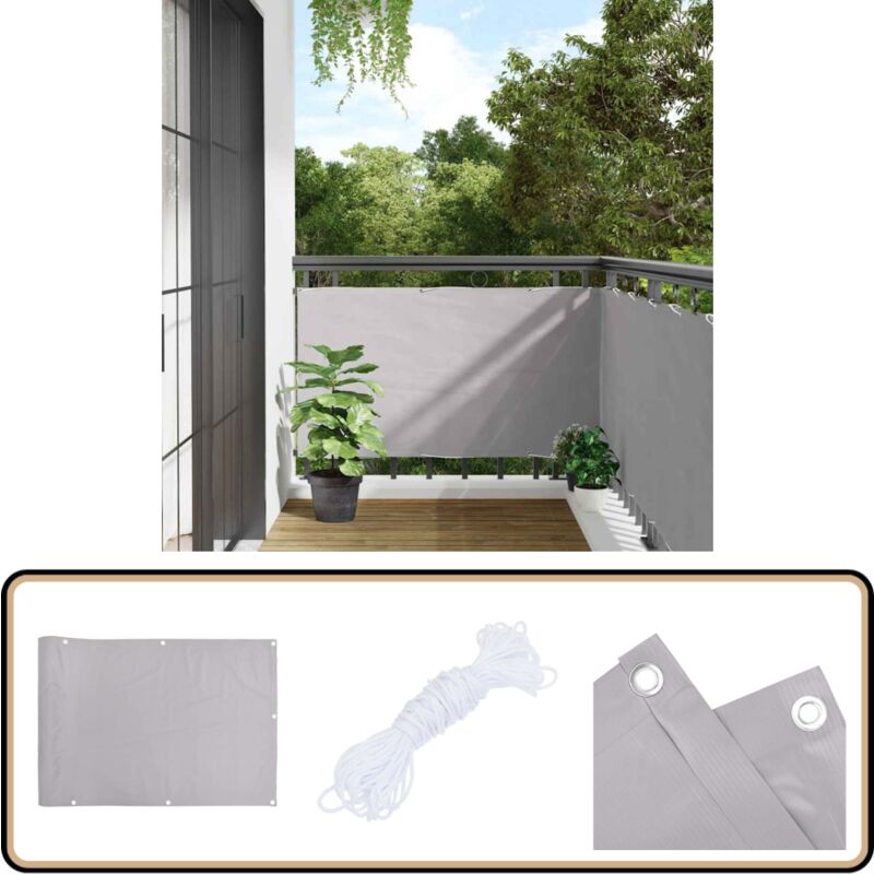 Vidaxl - cran d'intimité de balcon gris 600x75 cm pvc - Brise Vue Balcon - Ecran D'intimité - Cloture Pvc - Protection Solaire - Décoration Exterieur