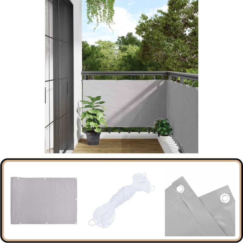 Cran d'intimité de balcon gris 700x75 cm pvc - Écran D'intimité Balcon - Brise Vue Balcon - Cloture Balcon - Protection Solaire Balcon - Décoration