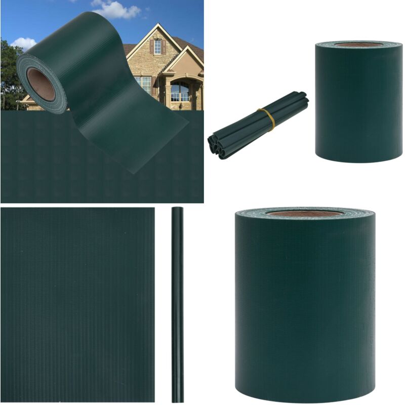 Cran d'intimité de jardin pvc 35x0,19 m Vert mat - Écran D'intimité Jardin - Clôture Pvc - Brise Vent Extérieur - Décoration Jardin - Pare Soleil