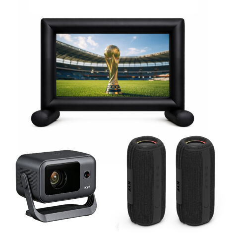 Écran gonflable 100” + Vidéoprojecteur Android 14 + 2 enceintes 60W