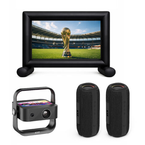 Écran gonflable 100” + Vidéoprojecteur écran tactile Android 12 + 2 enceintes 60W