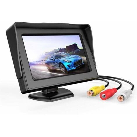 Écran LCD 4,3 pouces pour caméra de recul – Résolution 480x272 – Étanche et compatible PAL/NTSC – Support réglable 180°