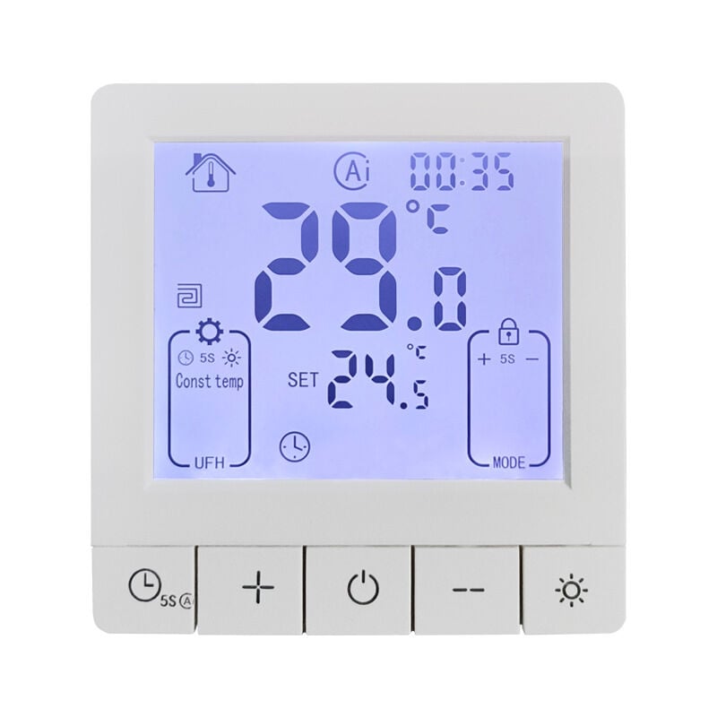 Écran LCD intelligent, fonction programmable, contrôle intelligent de la température, commande vocale par puce vocale à écran tactile, apparence