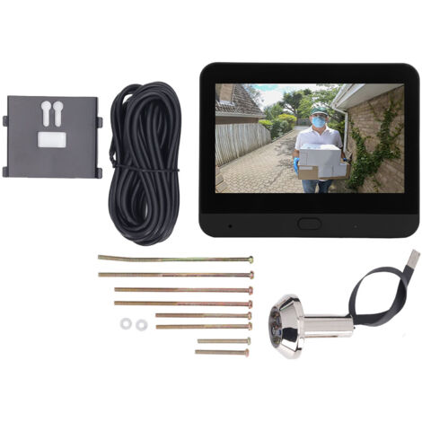 Écran LCD IPS de 4,3 pouces Visionneuse de judas numérique Grand angle de 120 degrés Système d'interphone vidéo WiFi 1080P avec vision nocturne Détection de mouvement Noir