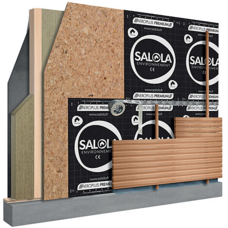 Écran pare-pluie AEROPLUS PREMIUM pour bardage à joints fermés 3 couches 145g-m² pour entraxe de 65cm rouleau de 1.5x50m - SALOLA