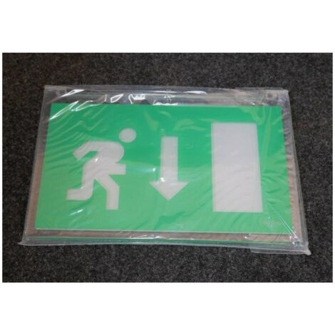 Ecran polycarbonate simple face symbole flèche bas largeur 260mm pour bloc de sécurité BAES à tranche à LED SCHNEIDER