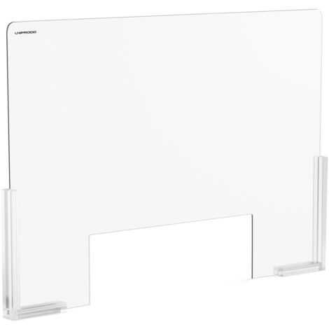 Écran Protection Plexiglas Verre Acrylique Anti Postillon 95x65 cm Ouv. 50x16 cm - Argent