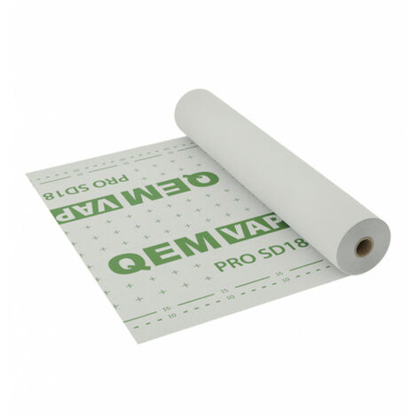 Ecran sous-toiture pare-vapeur actif 2 couches – Longueur 50m – Protection contre l'humidité – Installation avec ruban adhésif QEM AFLEX 50