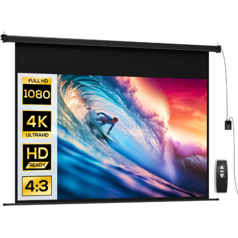 Écran vidéoprojecteur 100 Pouces, 16:9 4K HD montage mural ou plafond, panneau de commande et télécommande