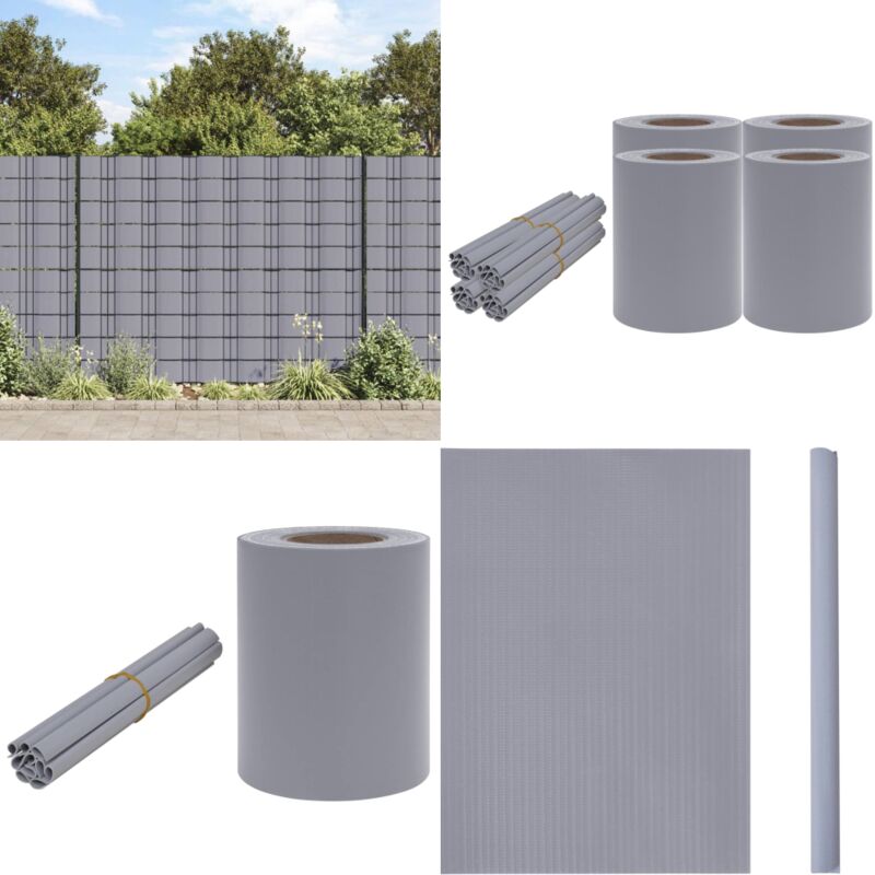Crans d'intimité de jardin 4 pcs pvc 35x0,19 m Gris clair mat - Écran D'intimité Jardin - Clôture Pvc - Barrière De Confidentialité - Brise Vent