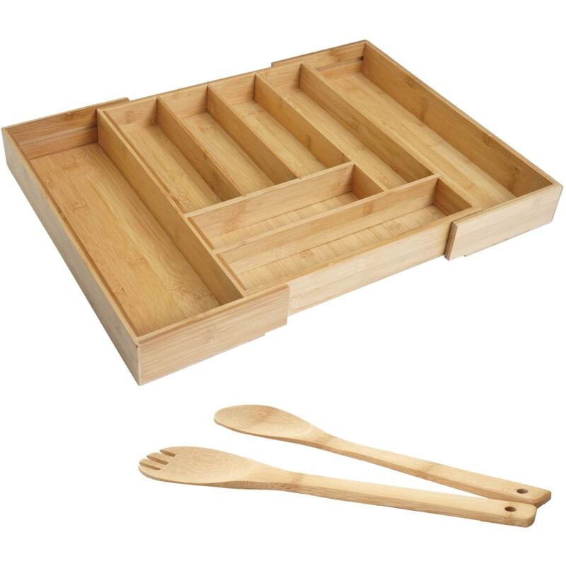 HHG - crin à couvert + couverts à salade 928, rangement de tiroir, boîte à couvert, cuisine, bambou