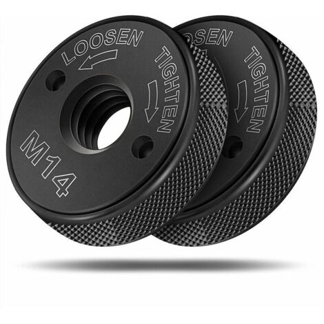 Écrou à dégagement rapide M14, compatible avec toutes les meuleuses d'angle AEG, Black & Decker, Dewalt, Flex, Hitachi, Metabo, Makita, etc. (2 écrous de serrage), noir