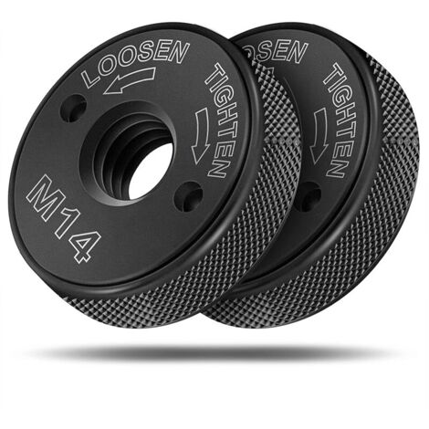 Ecrou à dégagement rapide  SDS Clic M14, pour toutes les meuleuses d'angle d'AEG, Black & Decker, Dewalt, Flex, Hitachi, Metabo, Makita etc. (2x écrou de serrage), noir