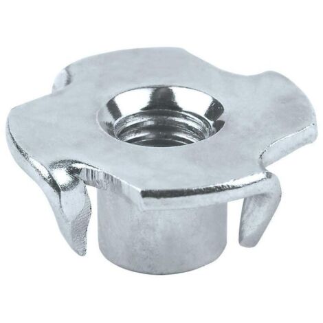 Écrou à griffes M6 en T (paquet de 25) en acier allié zingué, écrou à quatre broches, écrou en T à quatre goupilles, pour le travail du bois et le mobilier