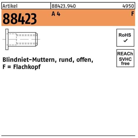 Écrou à river R 88423 Flachkopf