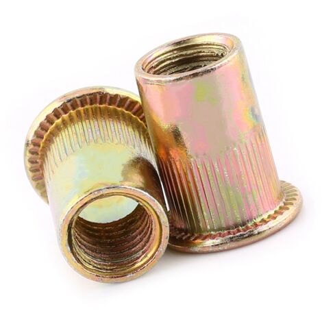 Écrou à sertir à col plat en acier carbone M3-M12, boulon fileté rivet (M10, 20 pièces)