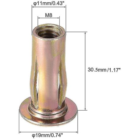 Écrou à sertir multi-positions, M8 - à tête bombée, en acier au carbone coloré - 25 pièces