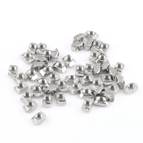 Ecrou à tête de marteau T-slot Nickelé Carbone M4 EU20 pour profilés aluminium (50 pièces) - Fixation rapide et durable