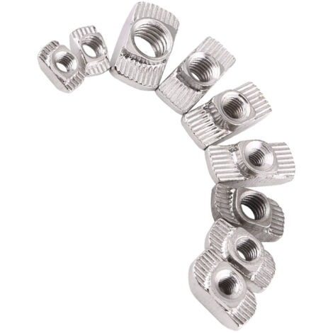 Écrou à tête marteau à rainure en T, fixation en acier au carbone nickelé pour profilé en aluminium (EU20 M5106)