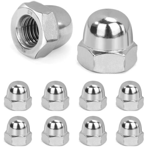 Écrou Borgne M10 Hexagonal Ecrou Borgne en Acier Inoxydable Écrous Borgne pour Vis Boulons Filetés Tiges Filetées Conforme à Norme DIN 1587 10 Pièces