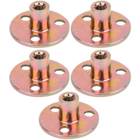 Écrou Flange M6 Galvanisé à 3 trous - Lot de 5 Écrous à Base Ronde pour Fixation de Meubles