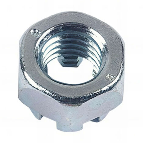 Ecrou hexagonal à créneau dégagé M16 mm Zingué - Boite de 50 pcs - Fixtout EHK1602B