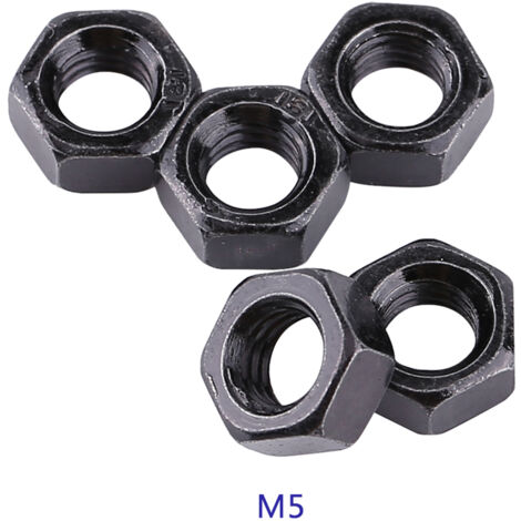 Ecrou hexagonal DIN934 M5 Noir Carbon Steel Zinc 100pcs Nut Fastener