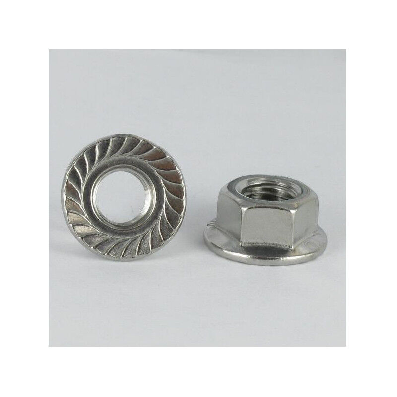 Vis Express - Ecrou Hexagonal hu Inox A2 Embase collerette crantée M12-100 pièces