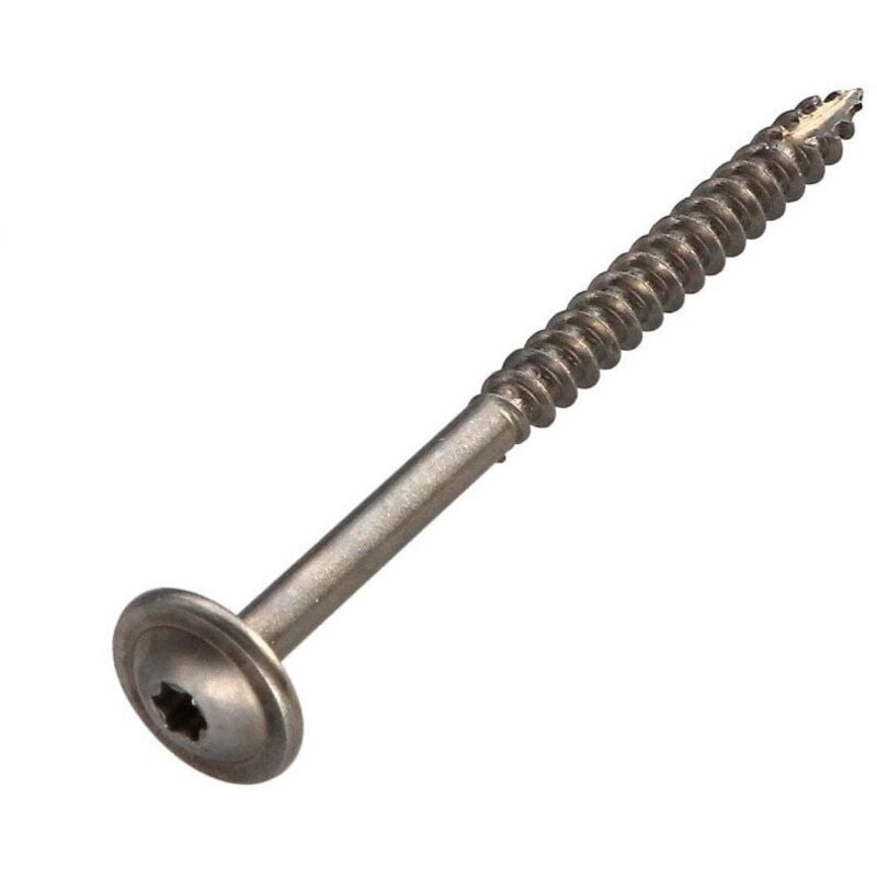 Vis charpente tête disque Inox A2 6X70 Filetée sur 42 torx T25 Diamètre de tête: 15-100 pièces