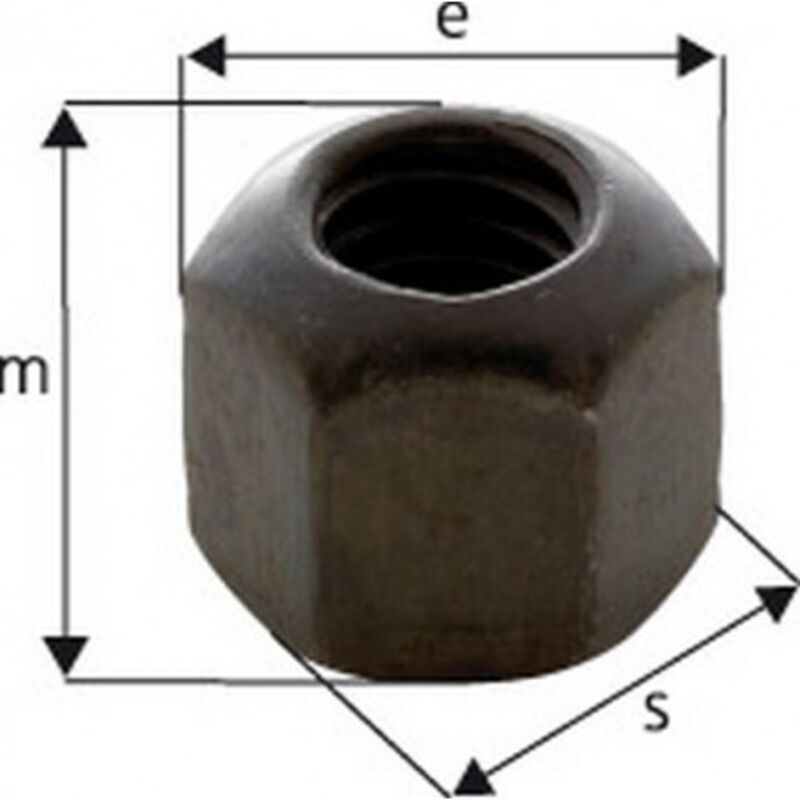 Ecrou hexagonal, sans embase, Filetage : M22, 6 pans cote s/plats S 32 mm, Cote e 37,70 mm, Hauteur m : 33 mm, Hauteur r : 30 mm