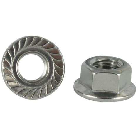 Ecrou hexagonale Embase collerette crantée M8 Inox A4