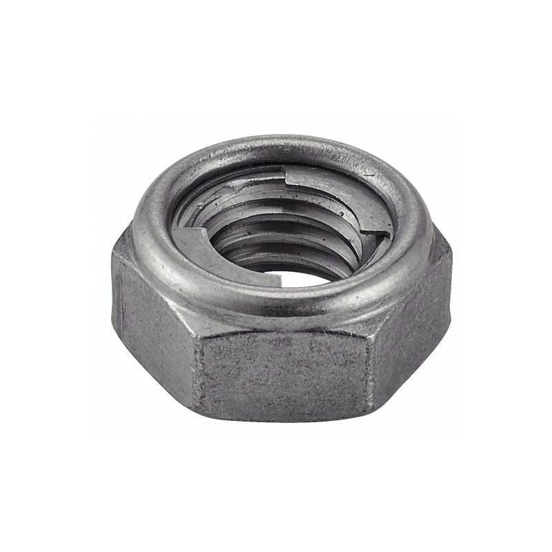 Ecrou hexagonale indesserable avec bague métal - Inox A2 M4 - Boîte de 100