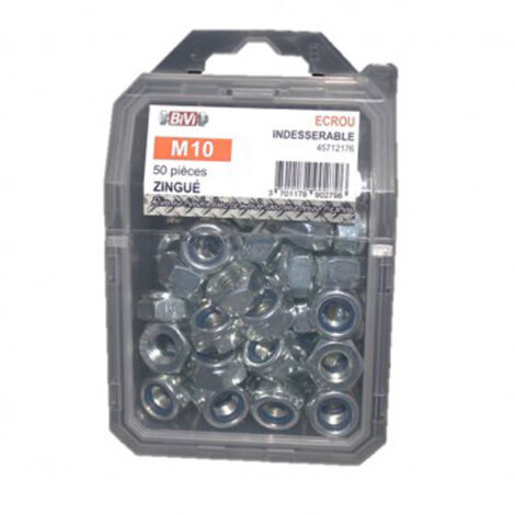 Écrou indesserrable DIN 985 Classe I8I Zingué Coque de 10 pièces - 16 mm - BIVI