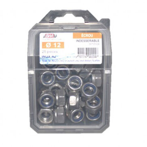 Écrou indesserrable DIN 985 Inox A2 Coque de 10 pièces - Diamètre 16 mm - BIVI