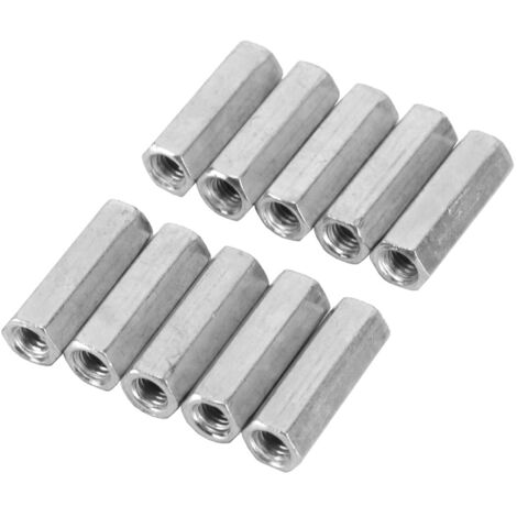 Écrou Long Hexagonal M6×25 10pcs - Écrou Manchon en Acier Galvanisé