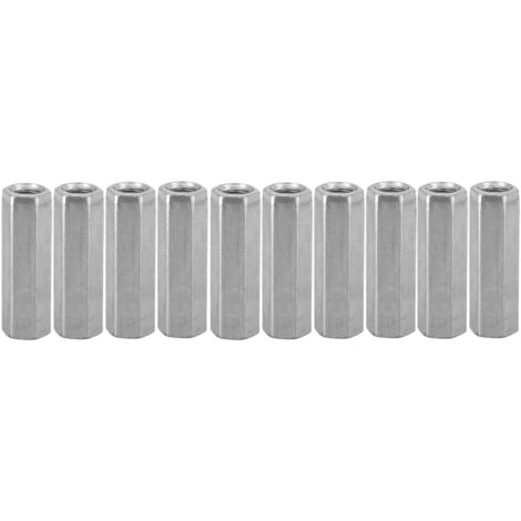 Écrou Manchon Hexagonal M8 Long Rod, Fixations Filetées, Lot de 10