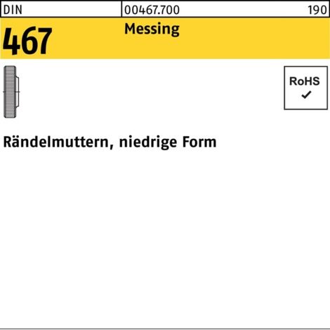 Écrou moleté haut DIN 467 niedrige Form