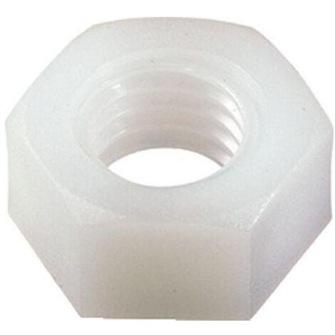 Ecrou Nylon Hexagonal HU M5 Nylon Naturel-100 pièces