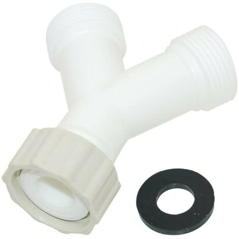 Écrou pivotant dérivé à 2 voies 3/4" - Connexion en plastique pour 2 appareils de plomberie 3/4" (par exemple, lave-linge ou lave-vaisselle)
