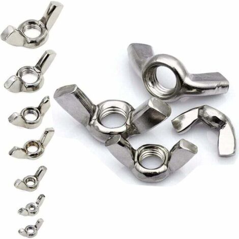Écrous à ailettes XVX, 80 pièces, en acier inoxydable argenté, M3, M4, M5, M6, M8, M10, M12, pour outils de bricolage