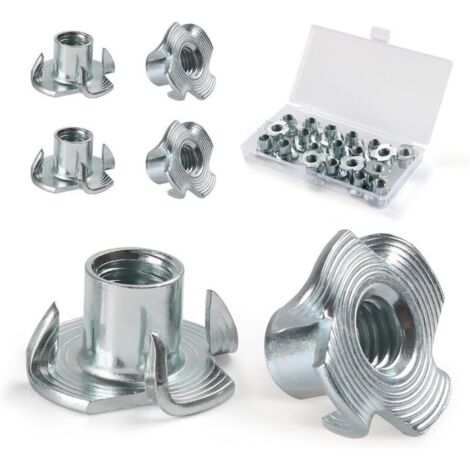 Écrous à griffes en acier au carbone galvanisé M4, M5, M6, M8, M10 – Fixation solide pour meubles – Lot de 110 pièces