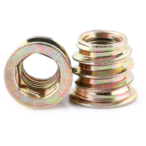 Écrous à insert en acier au carbone zingué fileté pour bois, douille hexagonale (M813mm)