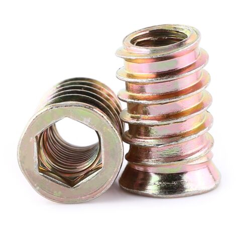 Écrous à insert fileté à six pans creux en acier au carbone pour meubles en bois (M1025mm)
