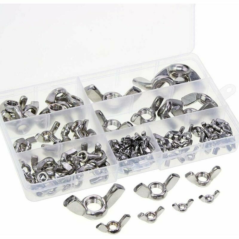 Écrous à Oreilles, Acier Inoxydable 304 Filetage Métrique Écrous pouce Écrous Papillon M3-M12,100pcs
