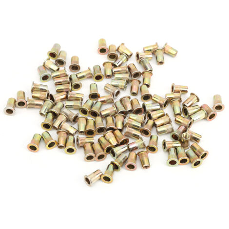 Écrous à riveter M5 - 100 pièces zinc coloré - Kit d'accessoires pour assemblage métal