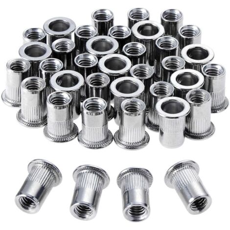 Écrous à rivets M6 en acier inoxydable, 100 pièces, écrous à filetage plat
