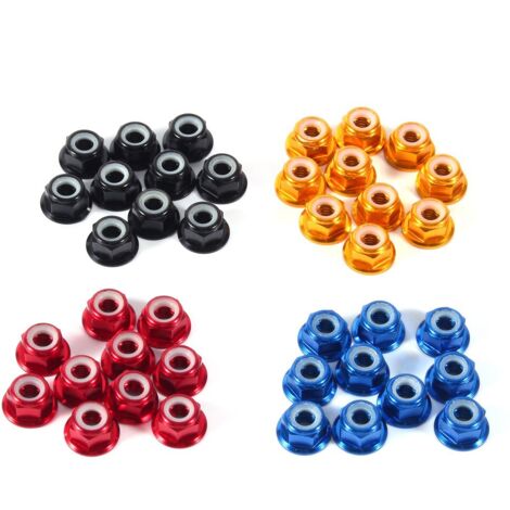Écrous auto-bloquants M5 en alliage d'aluminium anodisé avec insert nylon, lot de 10 pièces