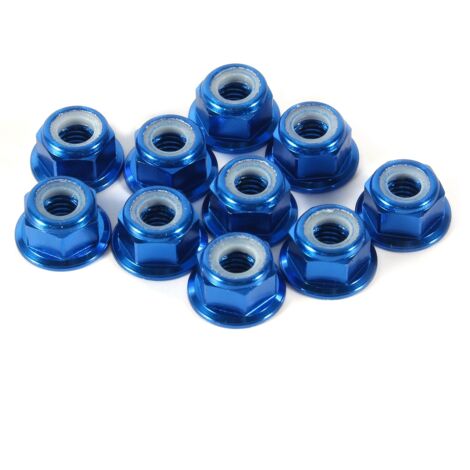Écrous autobloquants M5 en aluminium anodisé bleu, avec insert en nylon, lot de 10 pièces